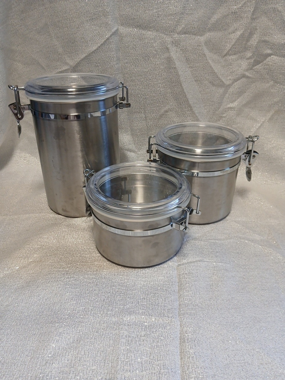 Stainless Steel Airtight Food Storage Canister Set - Silver